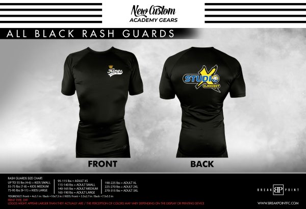 Kings Combat All Black Custom Rash Guards Short Sleeves #1378 A (Elmhurst) Online Sale