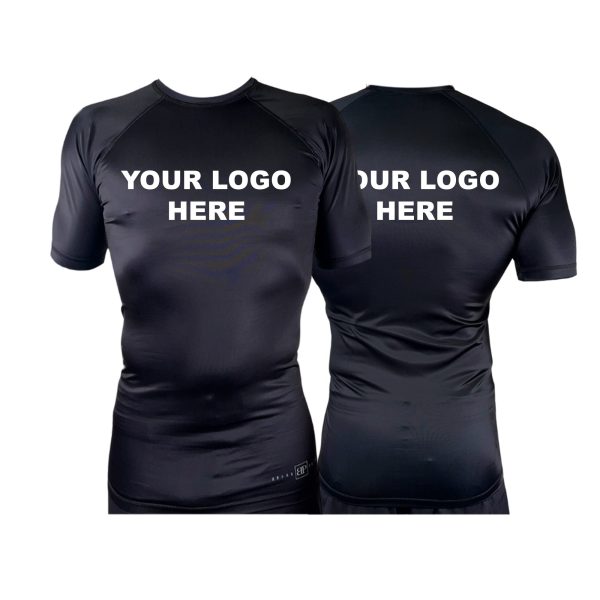 6 Levels Orlando All Black Custom Rash Guards Short Sleeves #036 Online now - Image 2
