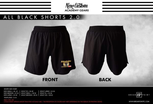 Sidewinder Jiu-Jitsu All Black Custom Shorts 2.0 #977 C (WM) Online