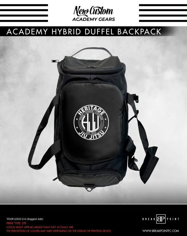 Heritage Jiu Jitsu Academy Hybrid Duffel Backpack #1339 B Hot on Sale