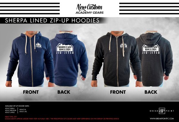 Mountain Rollerz Jiu-Jitsu Academy Sherpa Lined Zip-Up Hoodie #1134 B Online