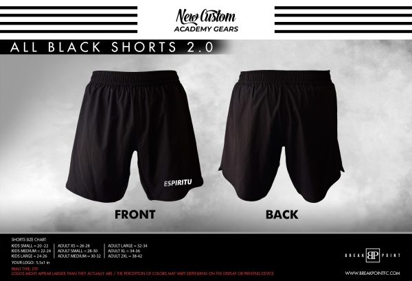 Espiritu Jiu Jitsu All Black Custom Shorts 2.0 #1382 Supply