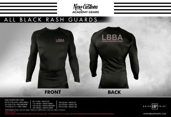 Bossier All Black Custom Rash Guards Long Sleeves #203 E (LBBA) Supply