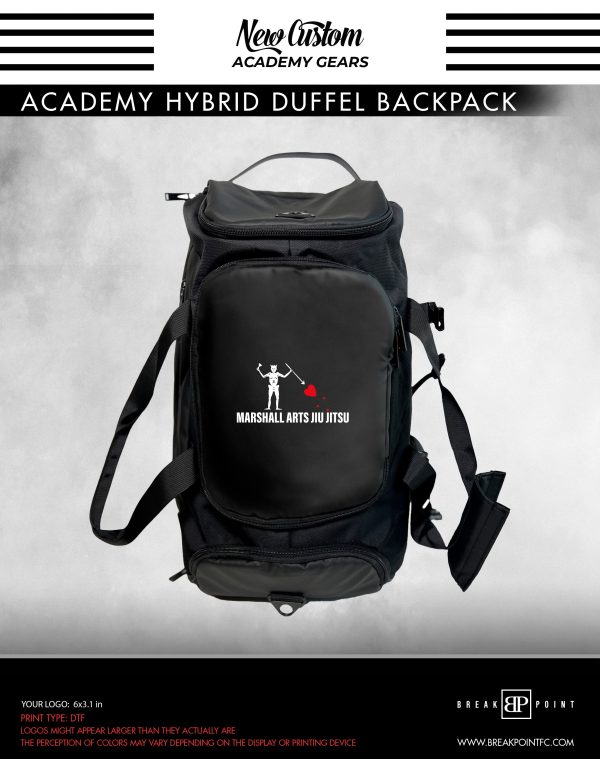 Marshall Arts Jiu Jitsu Academy Hybrid Duffel Backpack #1244 For Sale