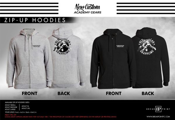 Blue Collar Grappling Academy Zip Up Hoodies #345 B Fashion