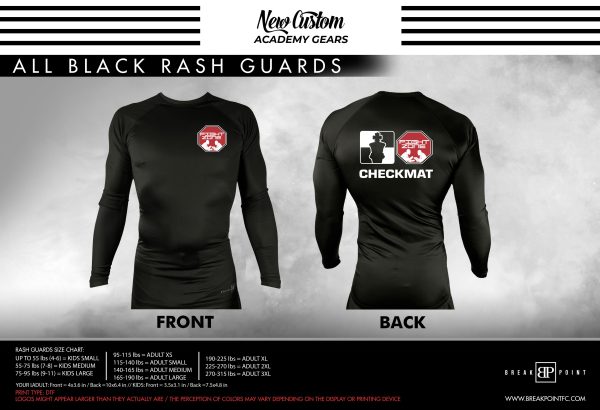 Fight Zone Checkmat All Black Custom Rash Guards Long Sleeves #1383 Hot on Sale