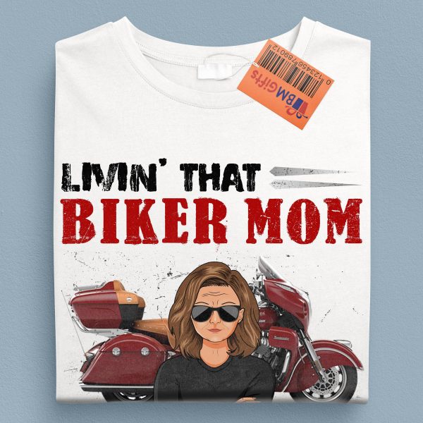 Rockin  The Biker Mom Life Motorcycle Personalized Shirt, Personalized Mother s Day Gift for Mom, Mama, Parents, Mother, Grandmother- TS838PS01 Hot on Sale - Image 5