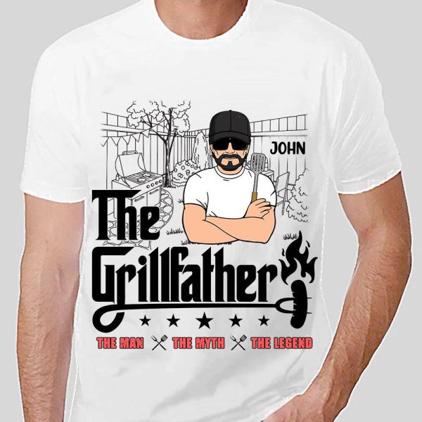 The Grillfather The Man The Myth The Legend Father Personalized Shirt, Father’s Day Gift for Dad, Papa, Parents, Father, Grandfather - TS913PS02 Hot on Sale