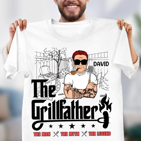 The Grillfather The Man The Myth The Legend Father Personalized Shirt, Father’s Day Gift for Dad, Papa, Parents, Father, Grandfather - TS913PS02 Hot on Sale - Image 3